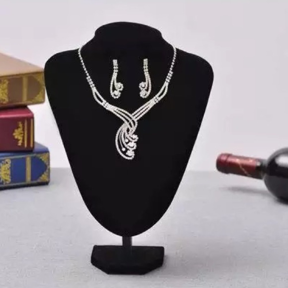 Necklace Set Earrings Silver Bridal Jewelry Set